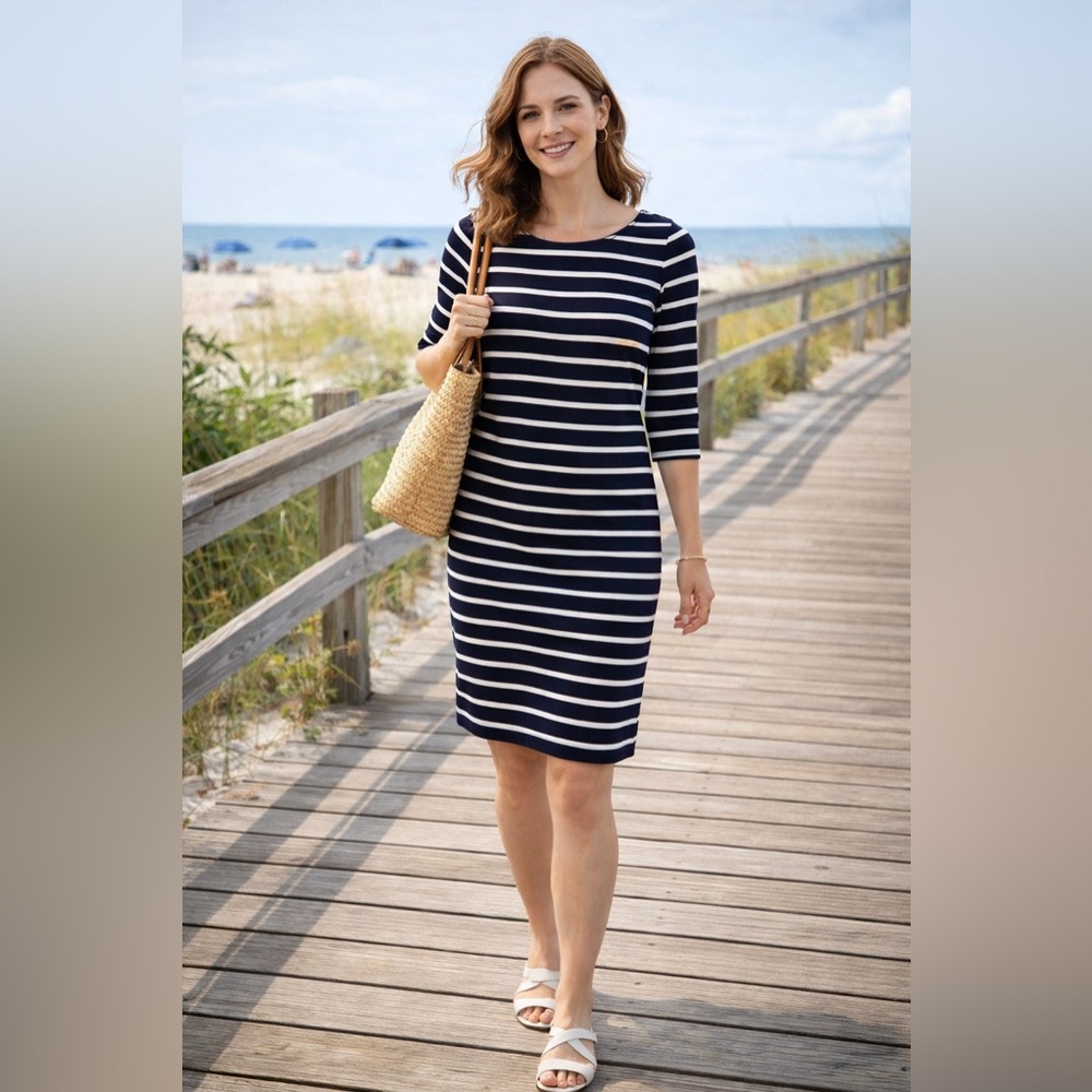 Banana Republic Navy and White Striped Mini Dress